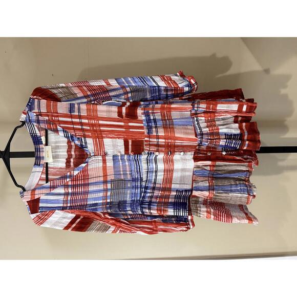 Maeve Tops - Maeve Small Women's Plaid Button-Front Tunic Top